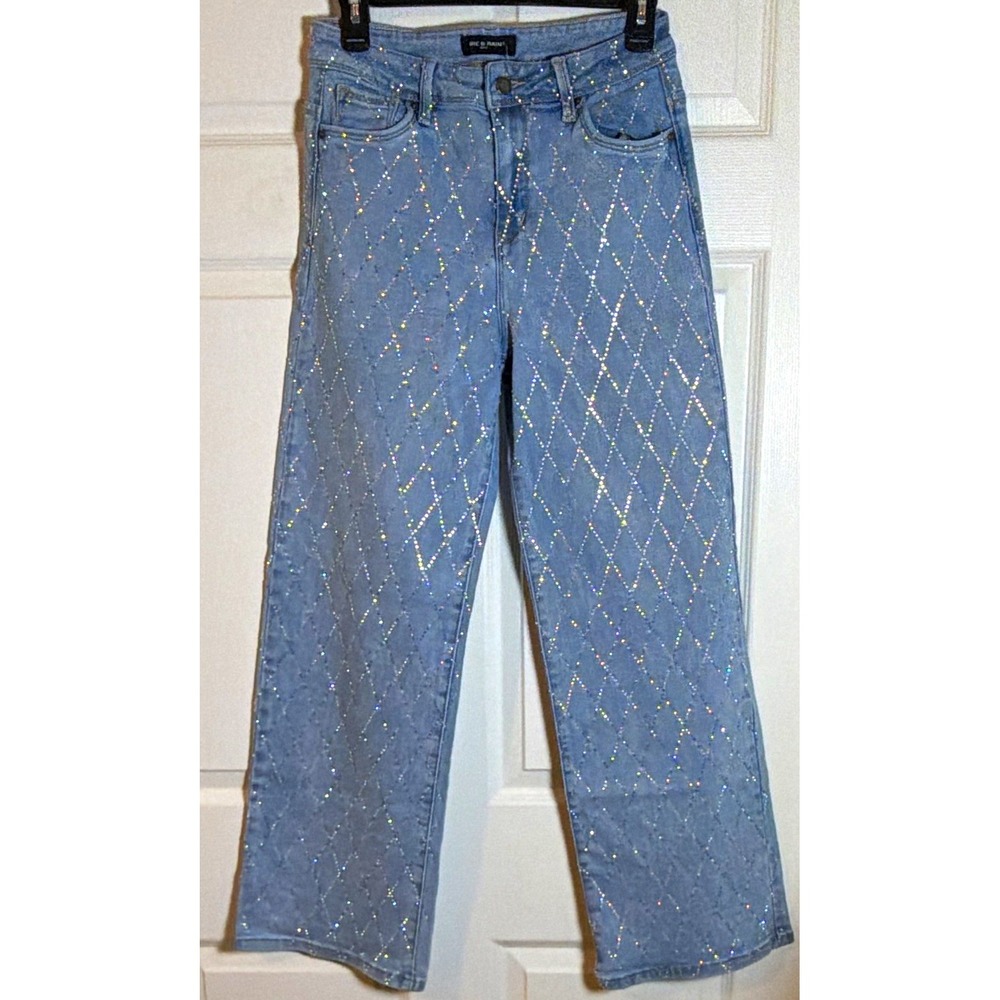 Fire & Rain Denim Women's Size 9 Light Wash Blue Straight Rhinestone Denim Jeans
